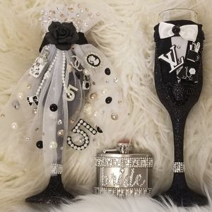 Customized embellished wedding flutes